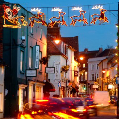 West Street  Dorking displaying Christmas Lights